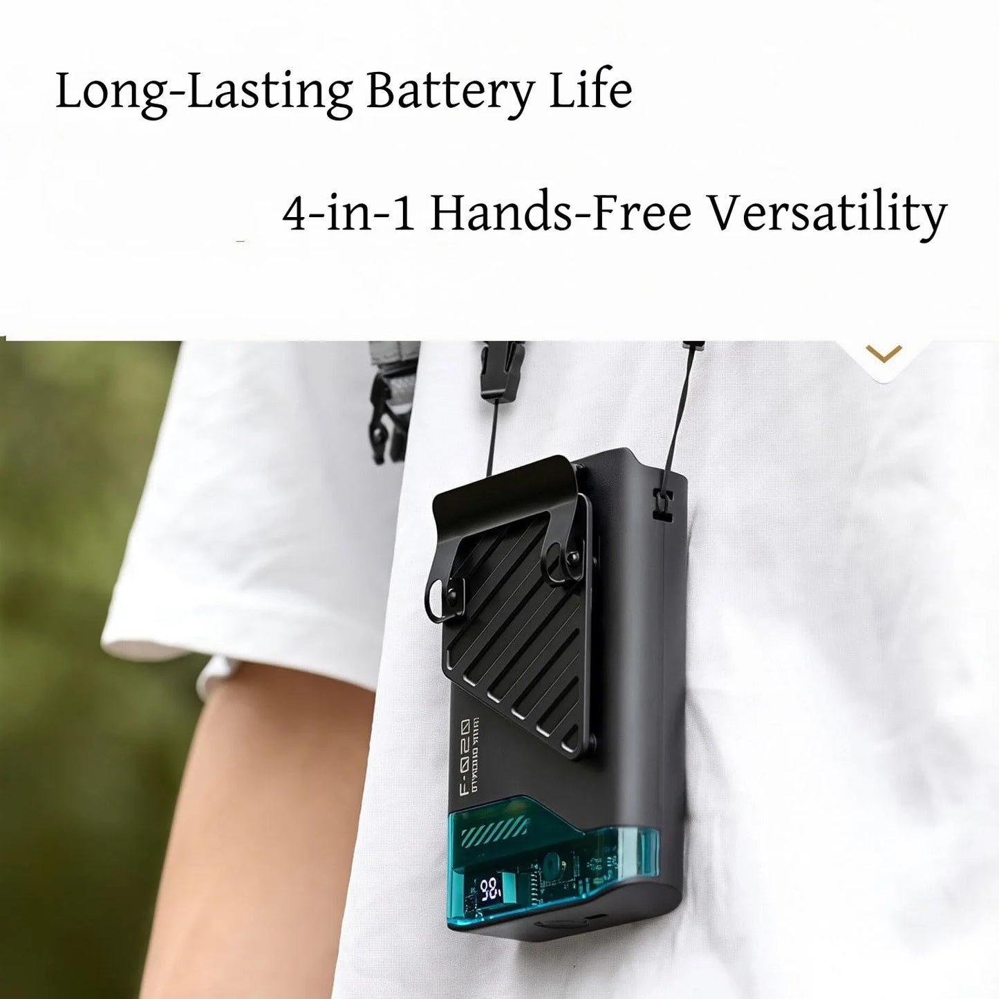 Portable Waist Fan with Belt Clip, Neck Hanging Clip-on Shirt Fan, Wearable Outdoor Camping Neck Fan for Men And Women, Black