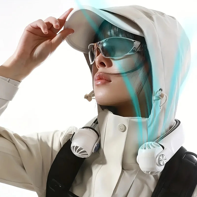 Portable neck mounted fan, USB charging, bladeless hanging neck portable fan with adjustable turbo fan, suitable for outdoor use