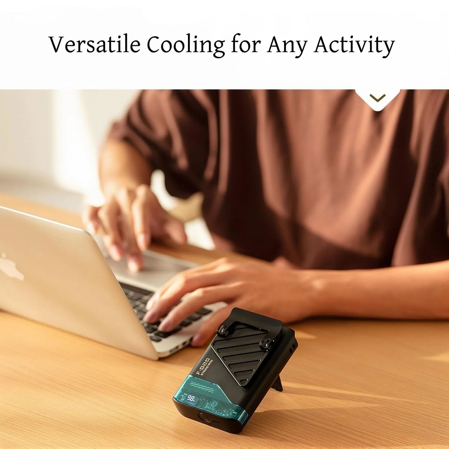 Portable Waist Fan with Belt Clip, Neck Hanging Clip-on Shirt Fan, Wearable Outdoor Camping Neck Fan for Men And Women, Black