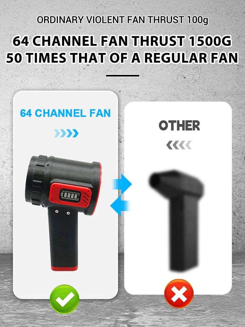 X64 Mini Turbo Fan Thrust 1500G Wind Speed 240km/h Car Violent Blower Handheld Turbo Jet Fan Brushless Motor High Power Duct Fan