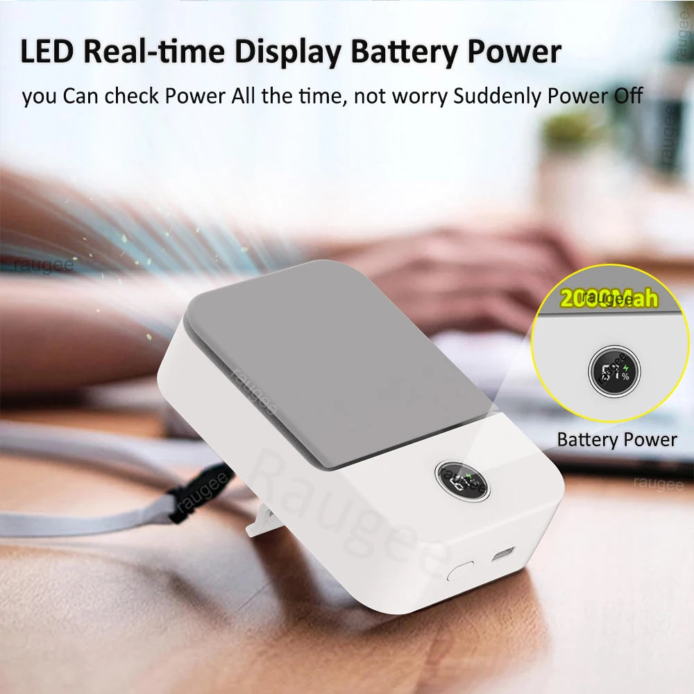 Portable Waist Fan Hanging Neck Fan Mini USB Rechargeable Portable Waist Clip Fan for Outdoor Sports Working Travel Small Fan