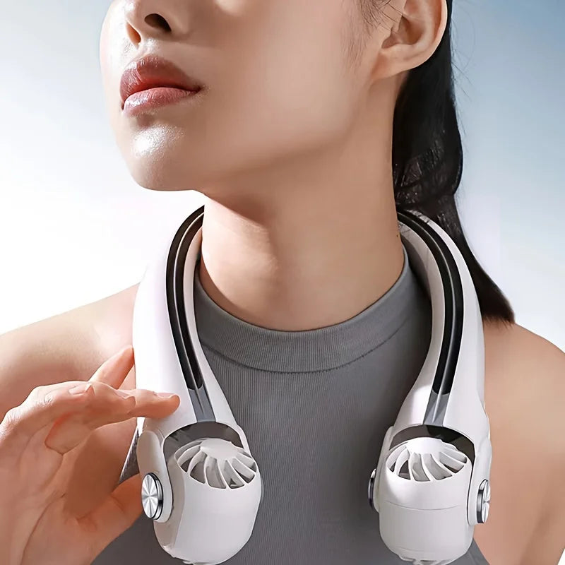 Portable neck mounted fan, USB charging, bladeless hanging neck portable fan with adjustable turbo fan, suitable for outdoor use