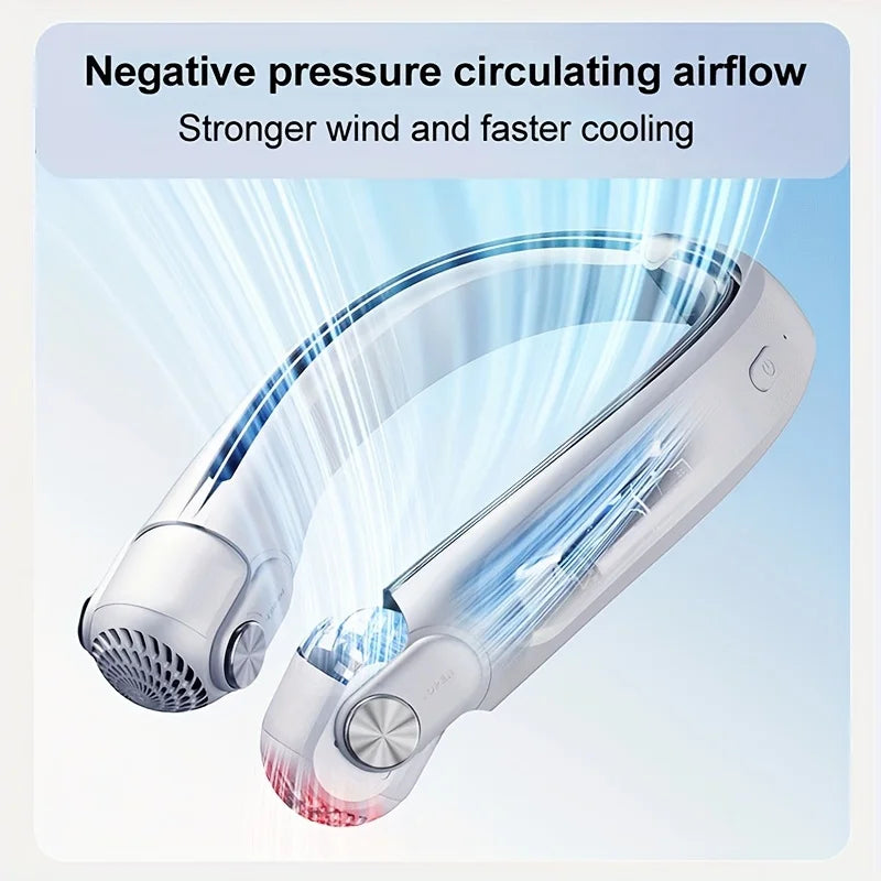 Portable neck mounted fan, USB charging, bladeless hanging neck portable fan with adjustable turbo fan, suitable for outdoor use