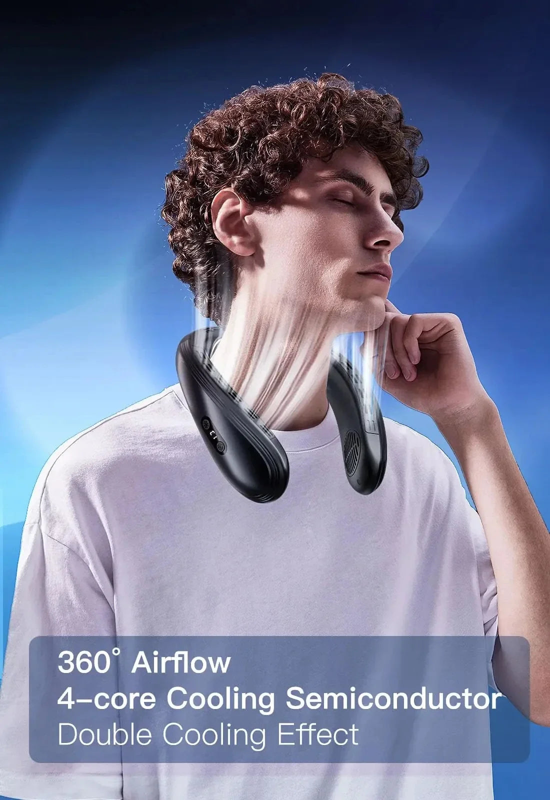 New Neck Air Conditioner Portable Neck Fan Rechargeable Semiconductor Cooling Bladeless Fan Outdoor Personal Fan Wearable Cooler