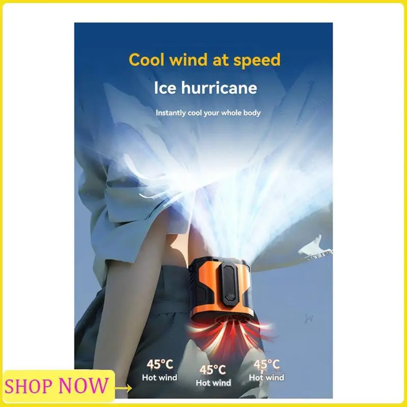 Outdoor Hanging Neck Fan Hanging Neck Fan Strong Wind Withpower Bank LED Lighting Forsports Outdoor Working