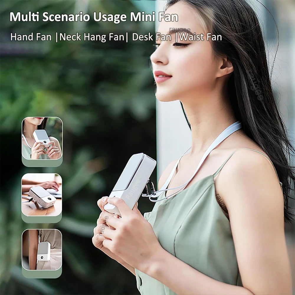 Portable Waist Fan Hanging Neck Fan Mini USB Rechargeable Portable Waist Clip Fan for Outdoor Sports Working Travel Small Fan