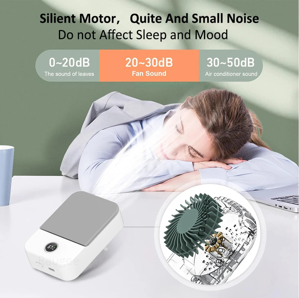 Portable Waist Fan Hanging Neck Fan Mini USB Rechargeable Portable Waist Clip Fan for Outdoor Sports Working Travel Small Fan