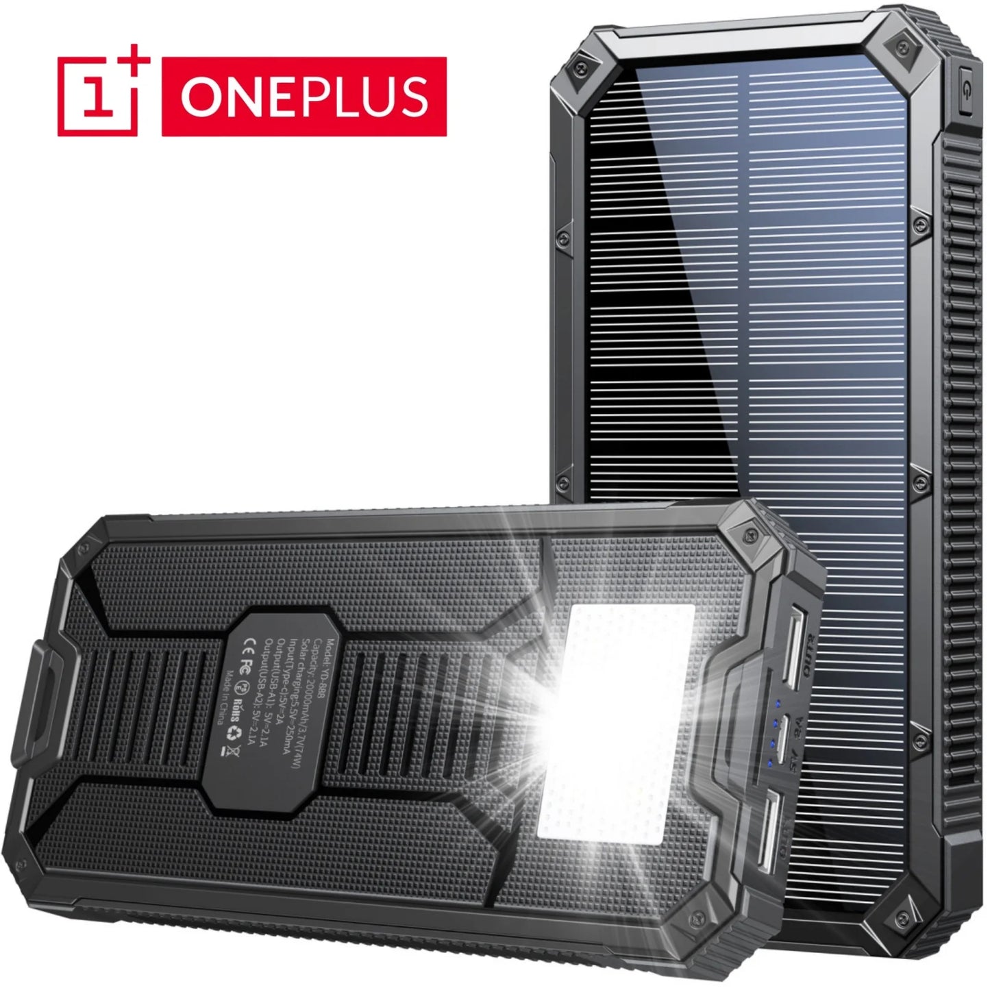 20000mAh Solar Power Bank Large Capacity Wireless Fast Charging Built in Cable With LED Light Enmergency Battery For iPhone New