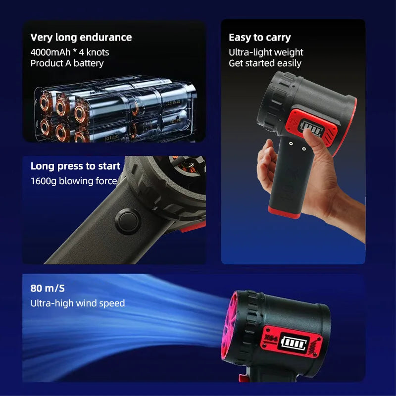 X64 Mini Turbo Fan Thrust 1500G Wind Speed 240km/h Car Violent Blower Handheld Turbo Jet Fan Brushless Motor High Power Duct Fan