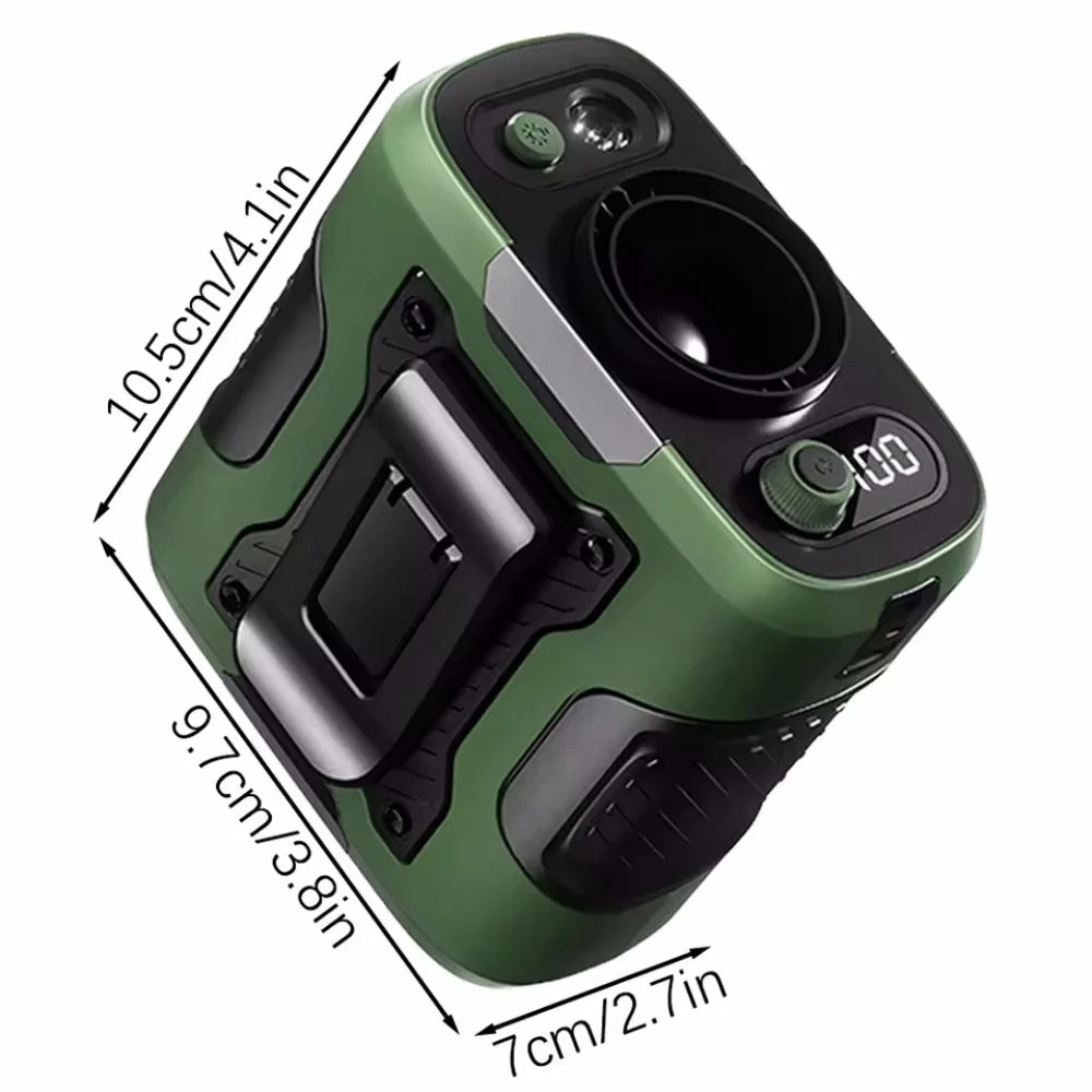 3 In 1 6000mAh Waist Fan Portable Handheld Hanging Neck Fan Ultra-Strong Wind with Phone Charging LED Light for Outdoor Working