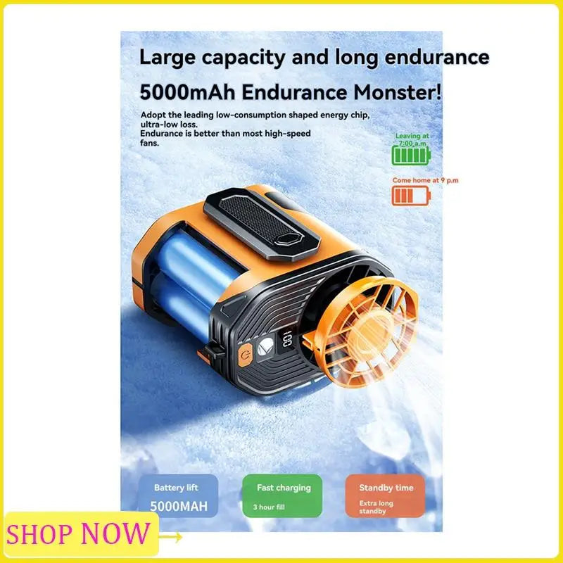 Outdoor Hanging Neck Fan Hanging Neck Fan Strong Wind Withpower Bank LED Lighting Forsports Outdoor Working